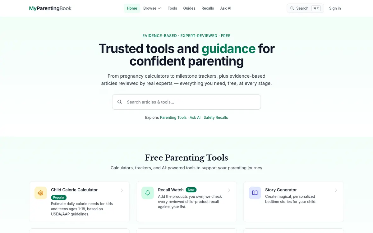 MyParentingBook ana sayfası