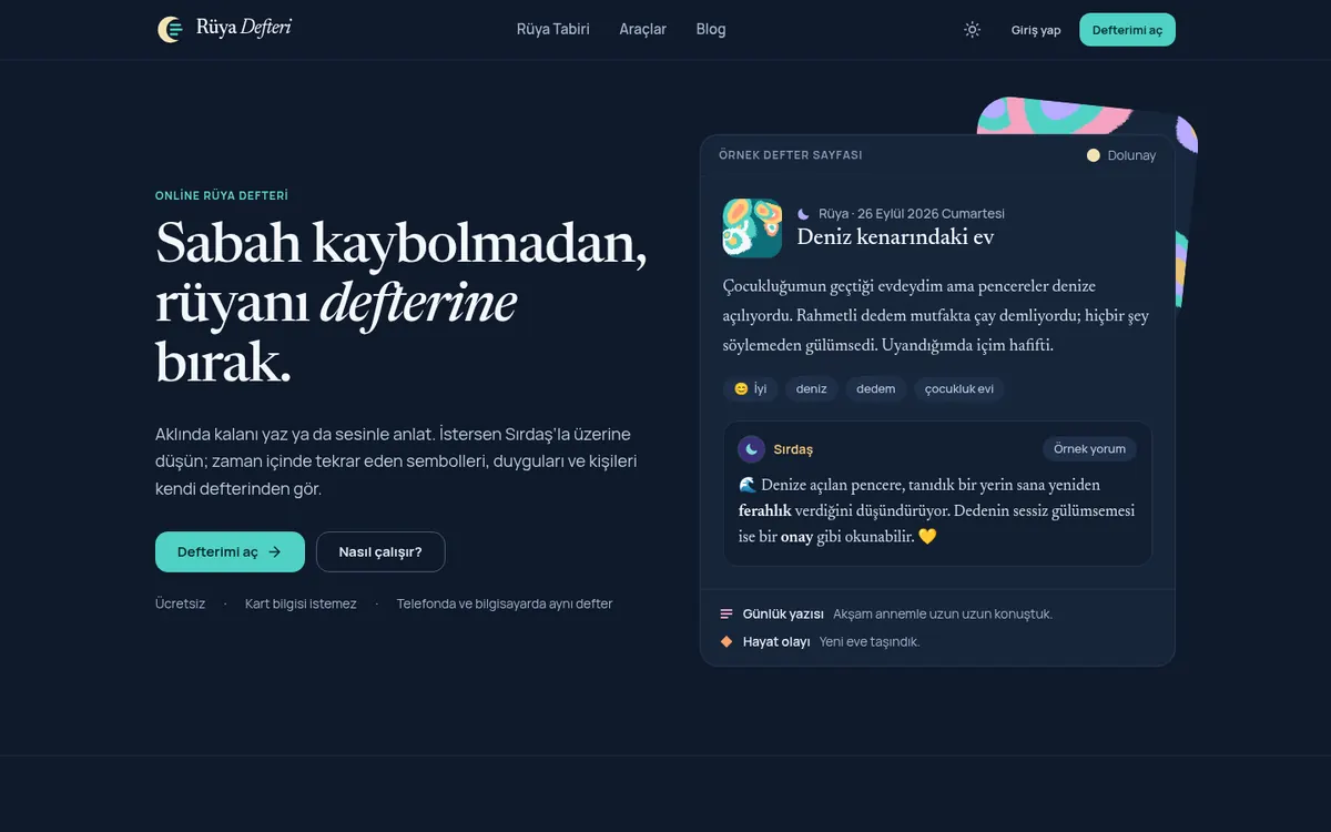 Rüya Defteri homepage