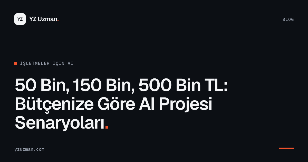 50 Bin, 150 Bin, 500 Bin TL: Bütçenize Göre AI Projesi Senaryoları