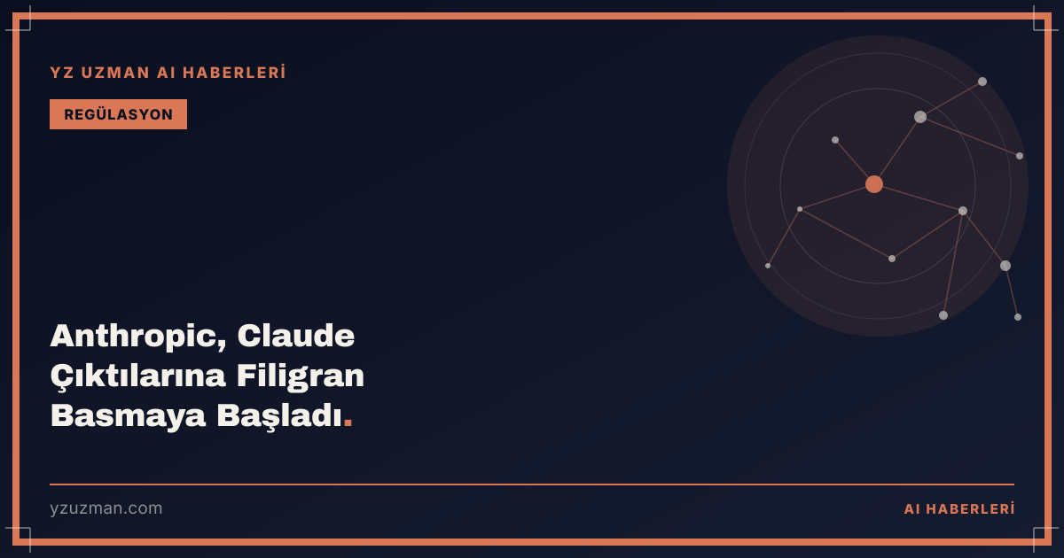Anthropic, Claude Çıktılarına Filigran Basmaya Başladı