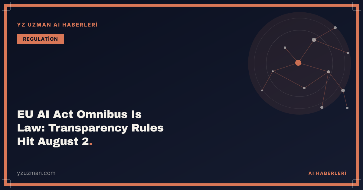 EU AI Act Omnibus Is Law: Transparency Rules Hit August 2