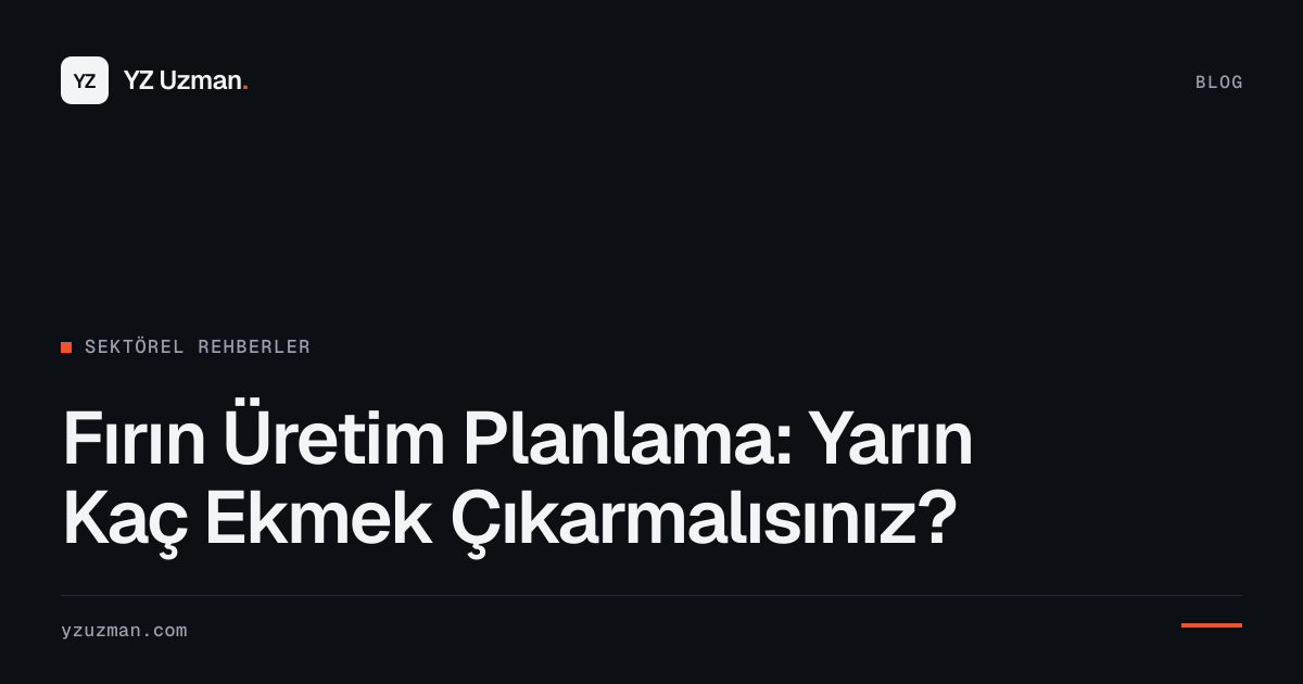Fırın Üretim Planlama: Yarın Kaç Ekmek Çıkarmalısınız?