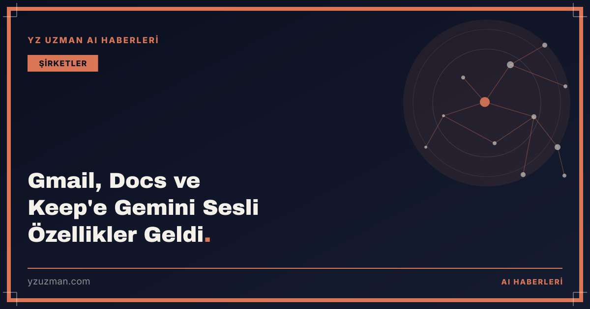 Gmail, Docs ve Keep'e Gemini Sesli Özellikler Geldi
