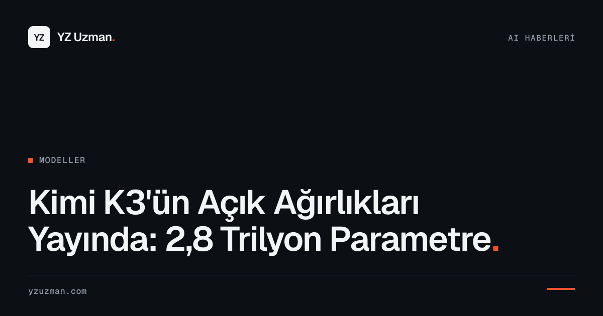 Kimi K3'ün Açık Ağırlıkları Yayında: 2,8 Trilyon Parametre
