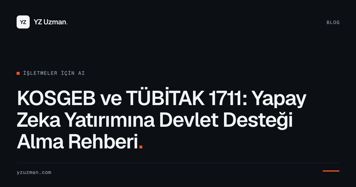 KOSGEB ve TÜBİTAK 1711: Yapay Zeka Yatırımına Devlet Desteği Alma Rehberi