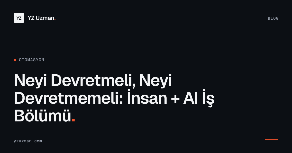 Neyi Devretmeli, Neyi Devretmemeli: İnsan + AI İş Bölümü