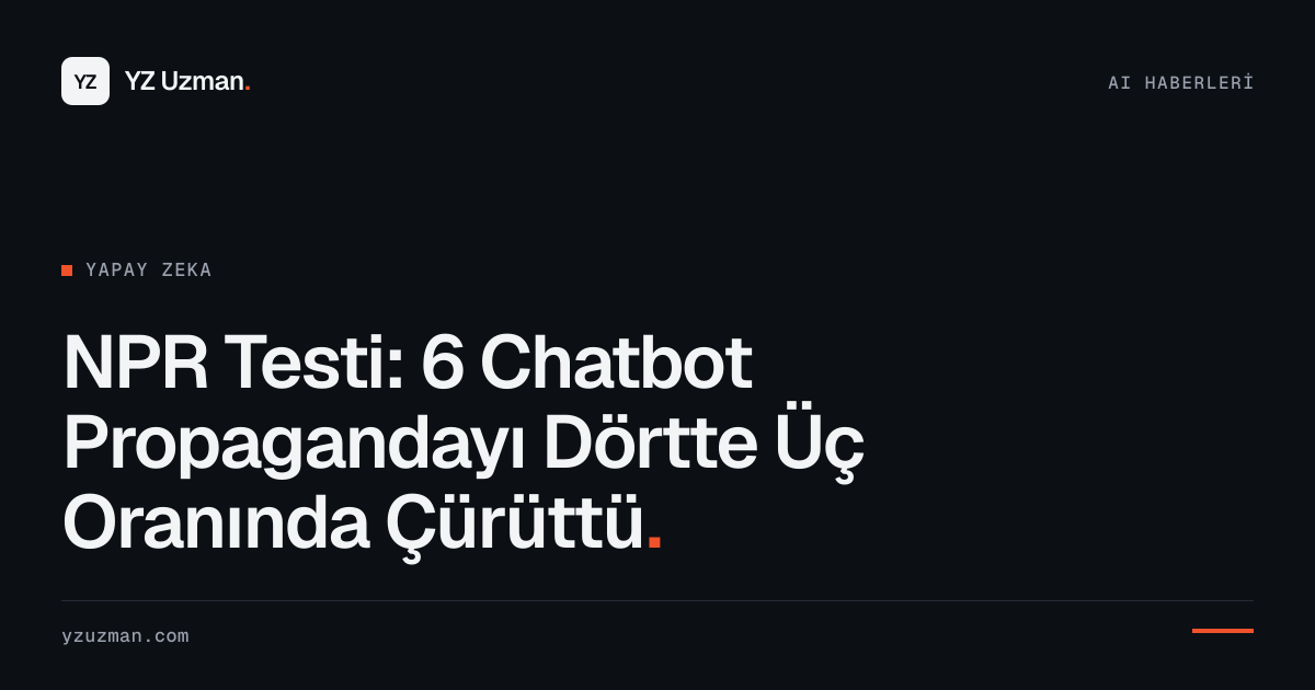 NPR Testi: 6 Chatbot Propagandayı Dörtte Üç Oranında Çürüttü