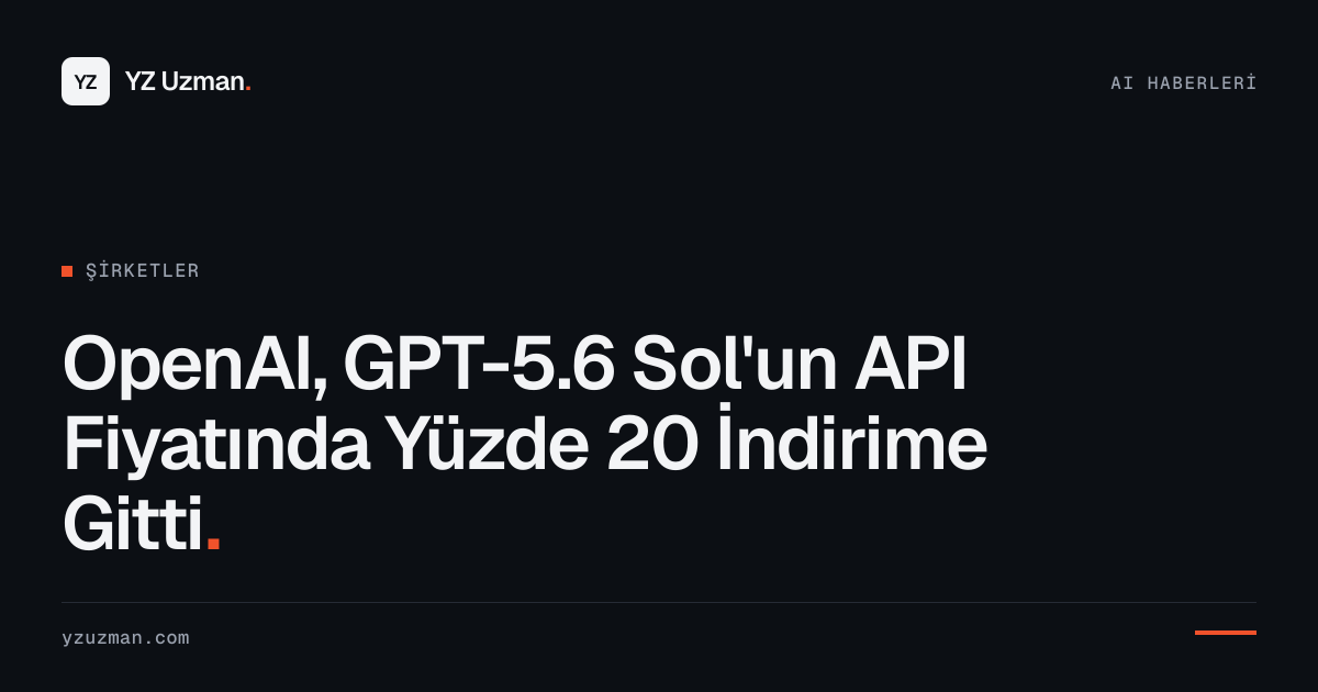 OpenAI, GPT-5.6 Sol'un API Fiyatında Yüzde 20 İndirime Gitti