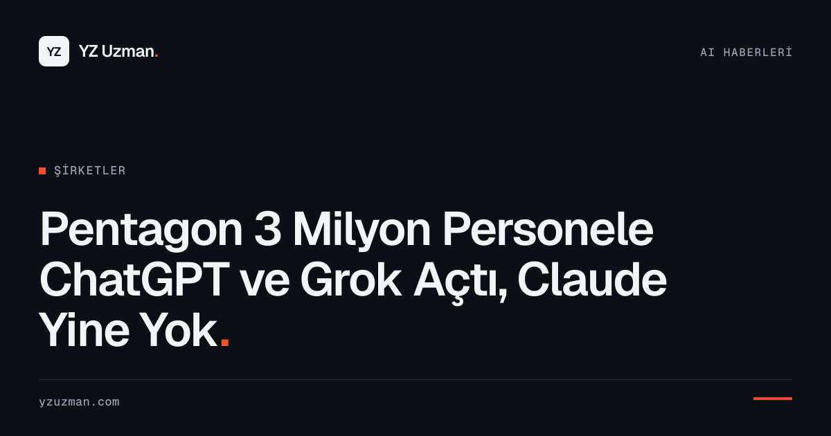 Pentagon 3 Milyon Personele ChatGPT ve Grok Açtı, Claude Yine Yok