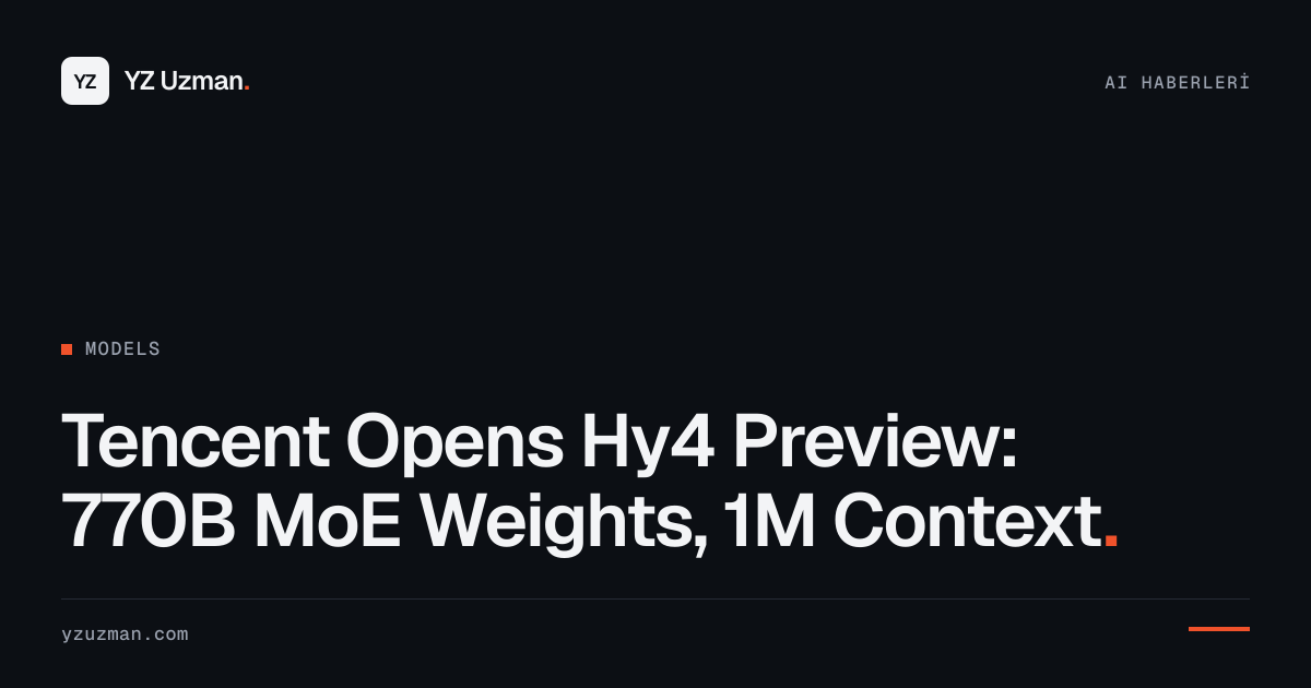 Tencent Opens Hy4 Preview: 770B MoE Weights, 1M Context